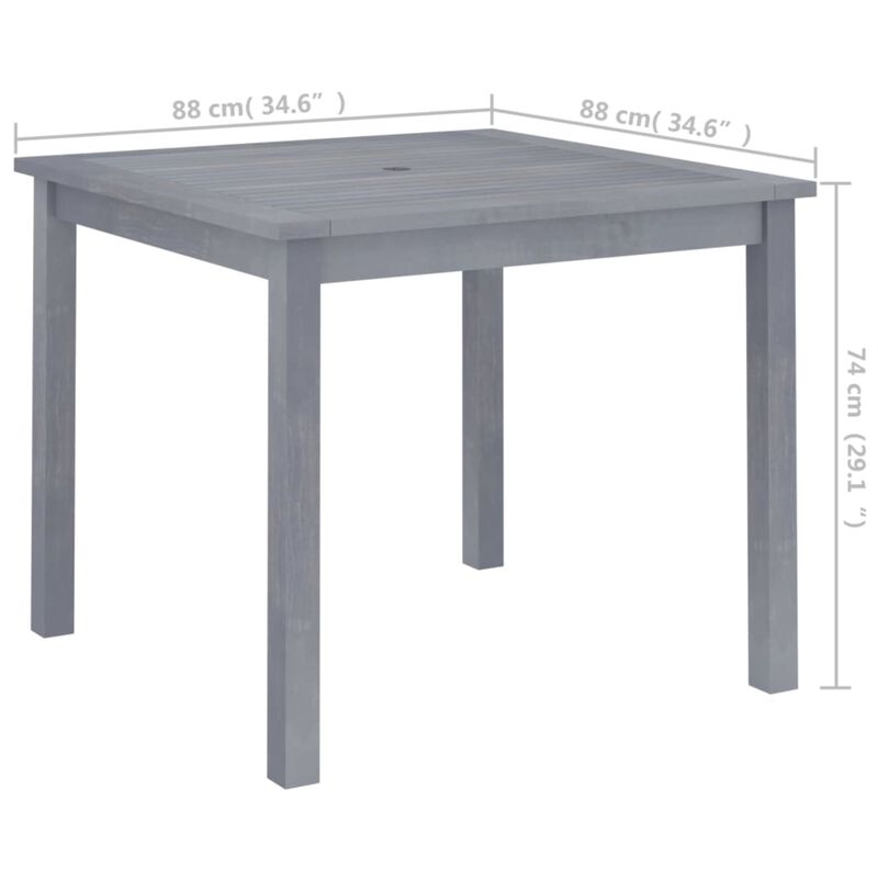 vidaXL Garden Dining Table 34.6x34.6x29.1" Solid Acacia Wood