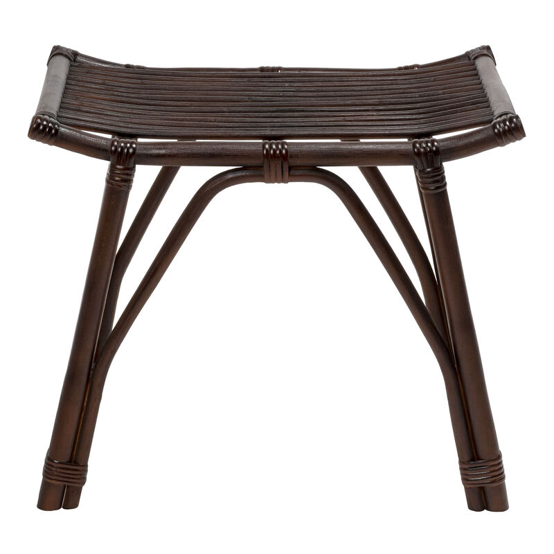 Gabriel Modern Bohemian Handcrafted Rattan/Teak Wood Curved Seat Accent Stool image number 8