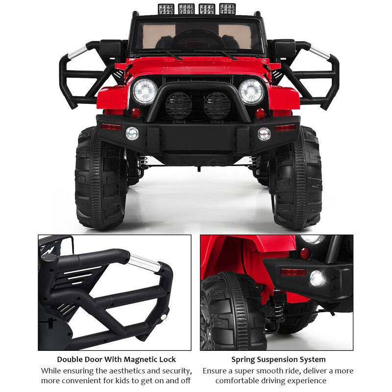 12V Kids Electric Ride-On Truck with Parental Remote and LED Headlights image number 5