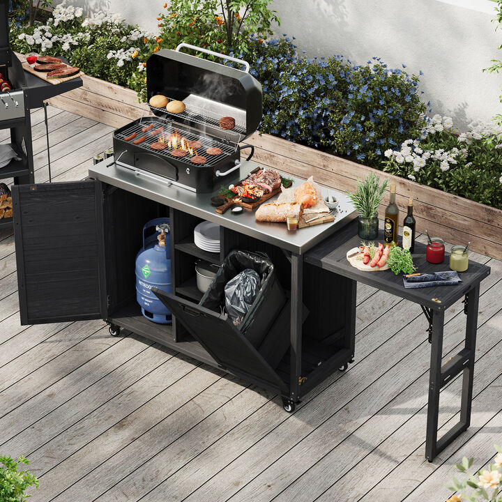 ELEMENT ACE Large Outdoor Kitchen Island with Foldable Grill Table and Ample Storage Space for Patio Entertaining