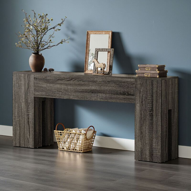 70.8-Inch Wooden Console Table, Sturdy Sofa Table for Hallway or Entryway