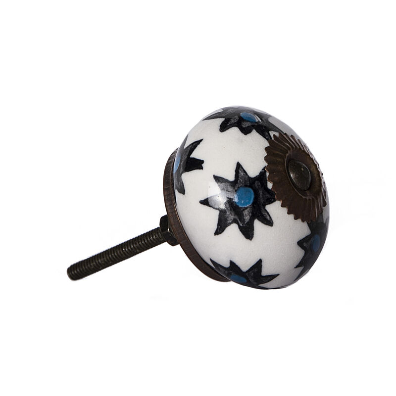 HomeRoots Set of Eight Black And White Ceramic And Metal Drawer Pull Knobs image number 2