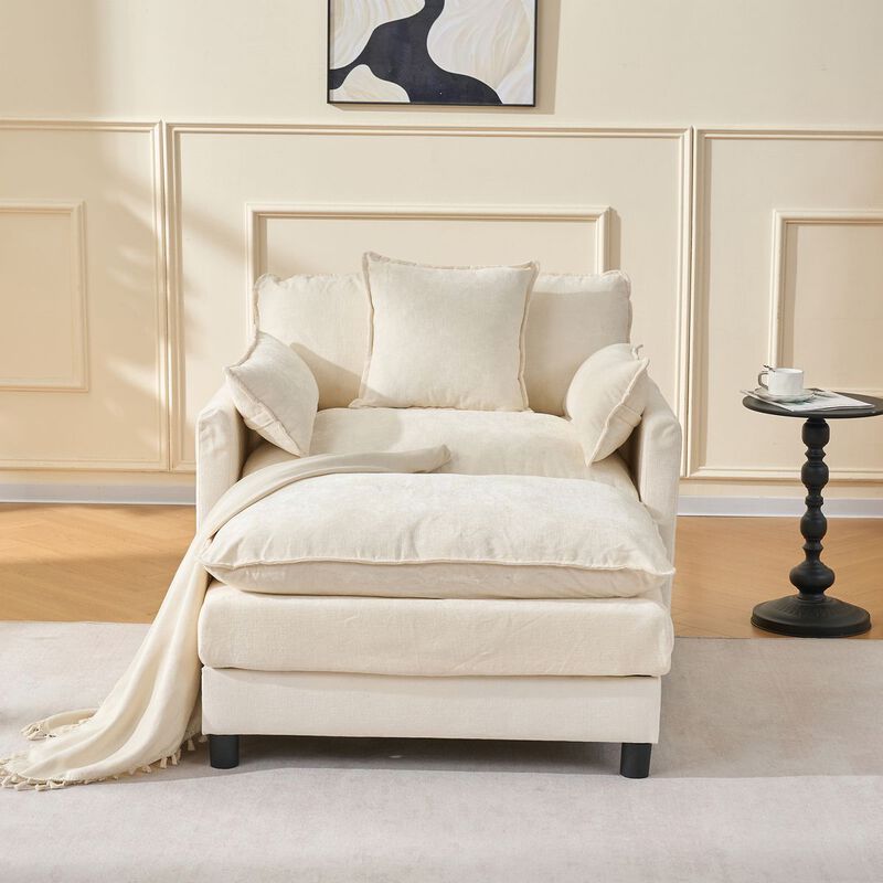 Envelor Modern Chenille 2-Seat Accent Sofa with Ottoman and Decorative Pillows image number 5