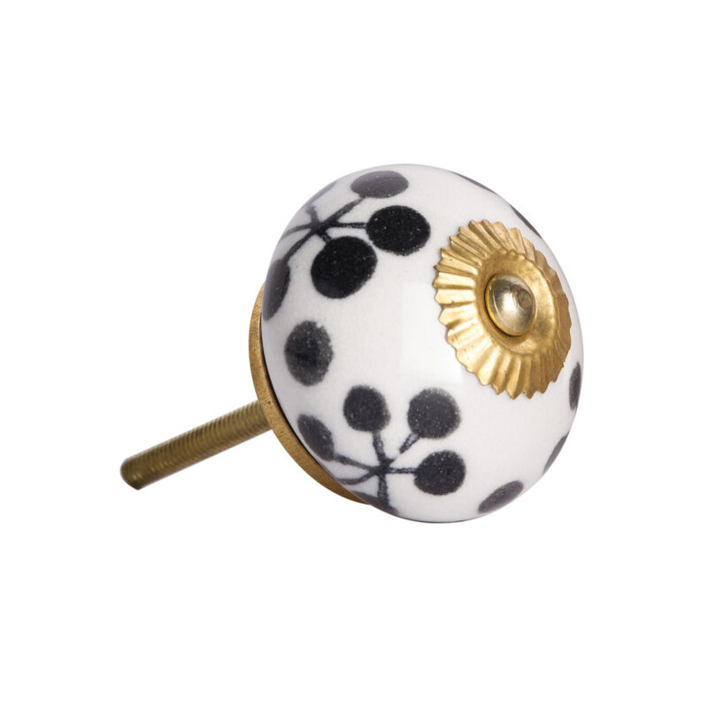 HomeRoots Set of Eight Black And White Ceramic And Metal Drawer Pull Knobs image number 2