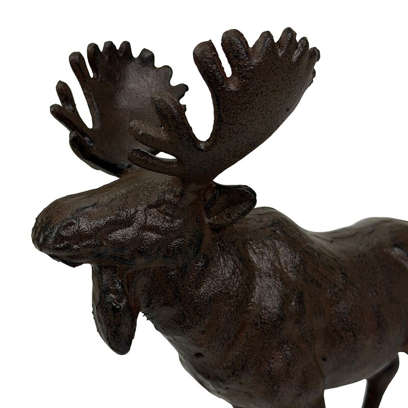 Cast Iron Moose Statue Brown Glossy Wildlife Sculpture 85 Inch Decor image number 3