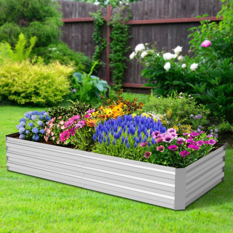 Hivvago Galvanized Raised Garden Bed with Greenhouse