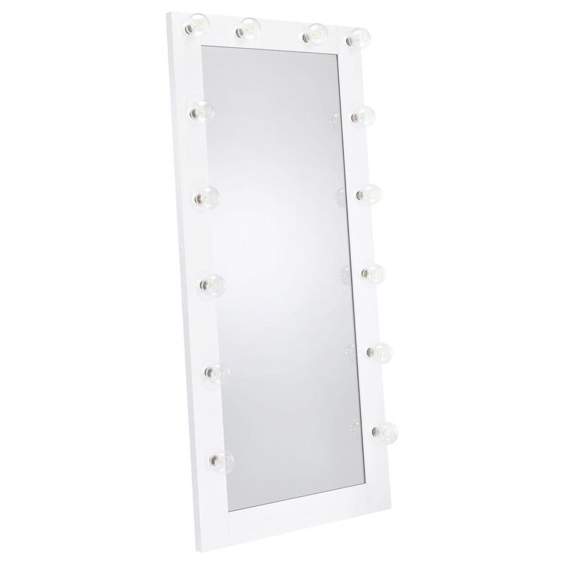 Coaster Zayan Full Length Floor Mirror With Lighting White High Gloss