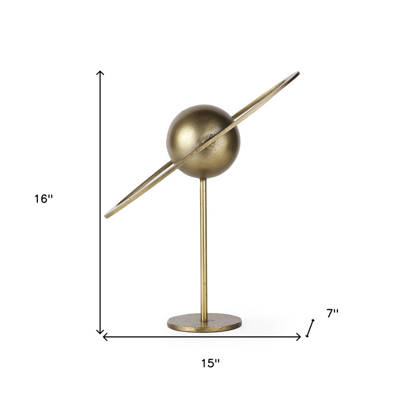 HomeRoots 16" Gold Iron Solar System Tabletop Sculpture image number 3