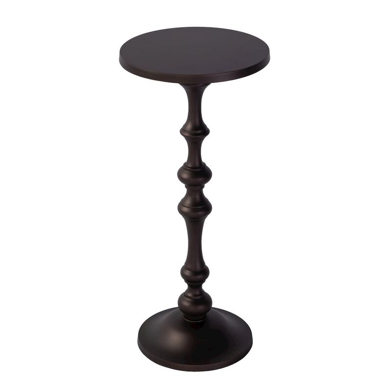 Butler Specialty Passeo 10 in. W Round All Metal Pedestal Base End Table, Bronze