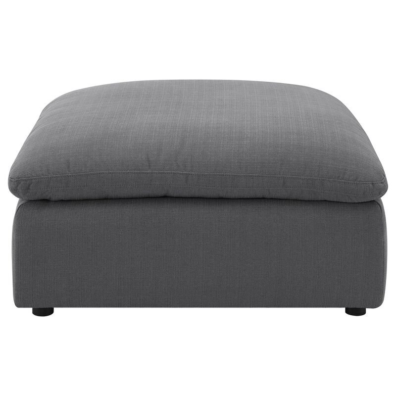 Hobo Square Ottoman, Charcoal Gray Fabric, Foam Cushions, 40 Inch - Benzara