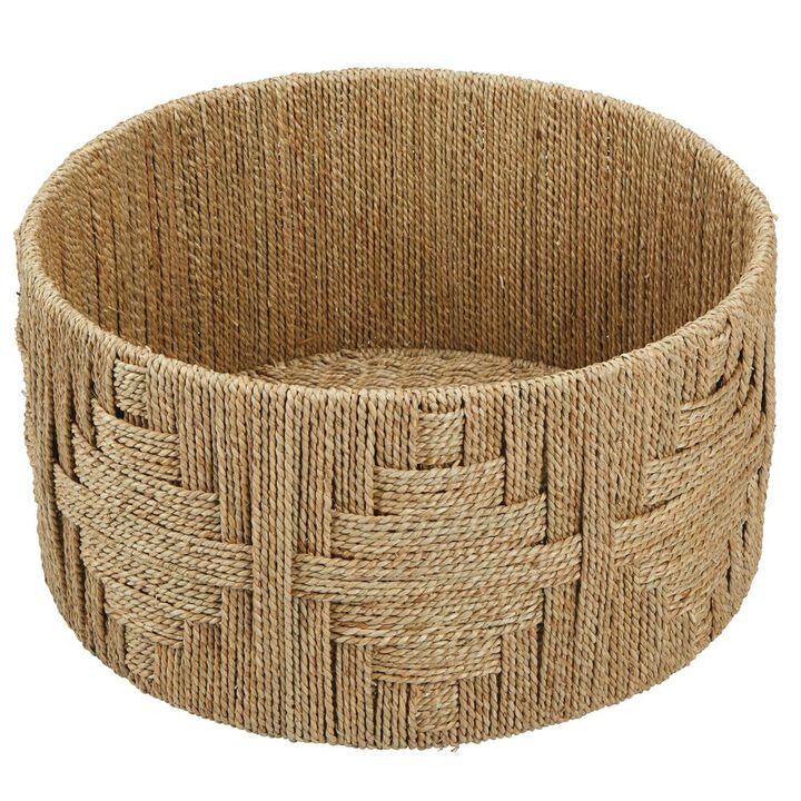 mDesign Large Woven Seagrass Braided Home Storage Basket Bin - Natural