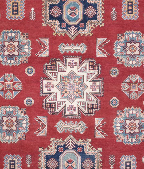 Pasargad Home Tribal Hand-Knotted Wool Red/Ivory Area Rug- 8' 1'' X 9' 8''