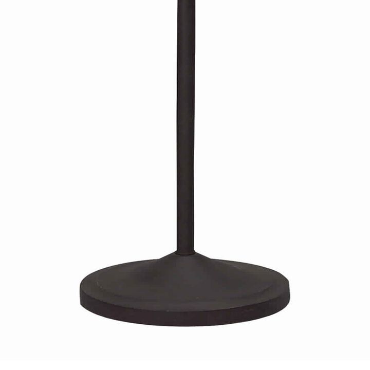 Metal Floor Lamp with Leaf Accent Body and Fabric Bell Shade,Black and Gray-Benzara