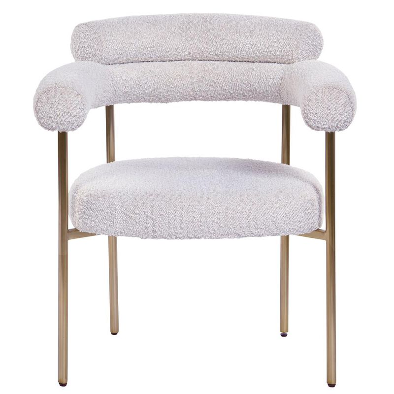 Best Master Furniture Beren Cream Boucle Fabric Dining Chair With Gold Leg, Set Of 2