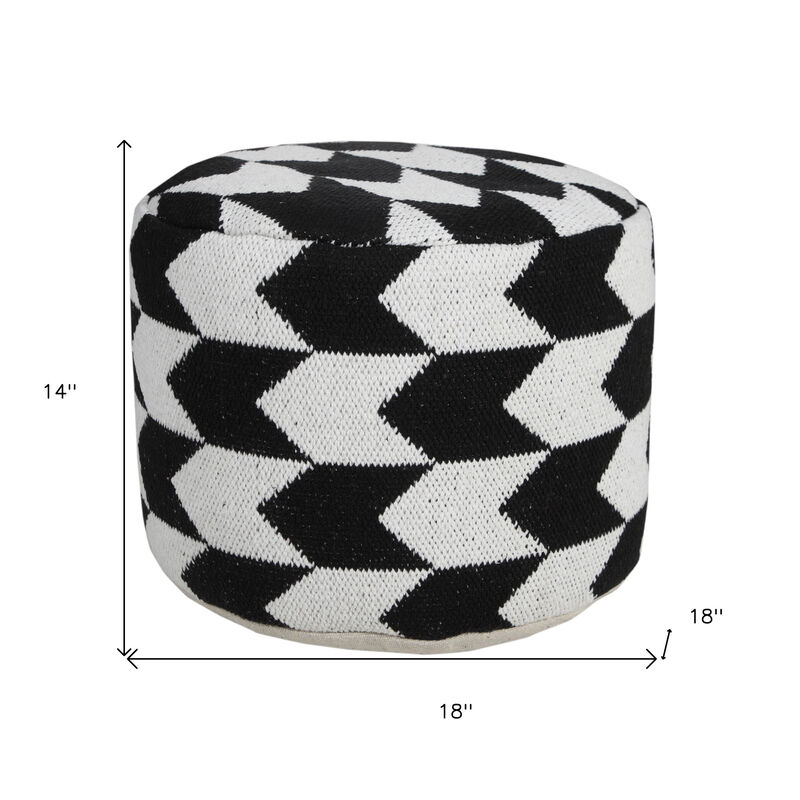 Hivvago 18 Inch Black Cylinder Chevron Pouf Ottoman