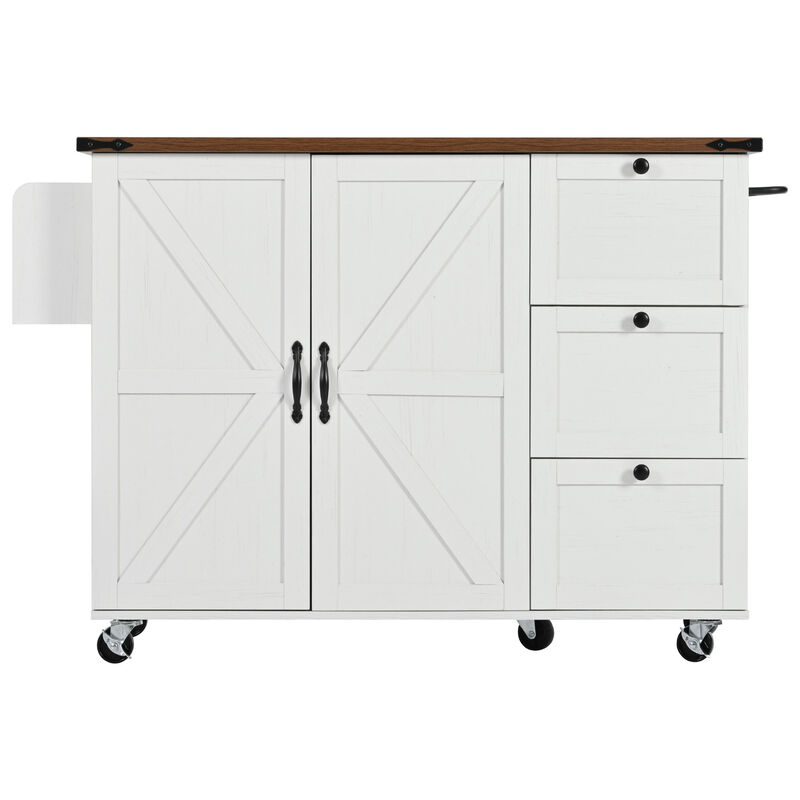 Merax Farmhouse Kitchen Island with Wheels image number 0