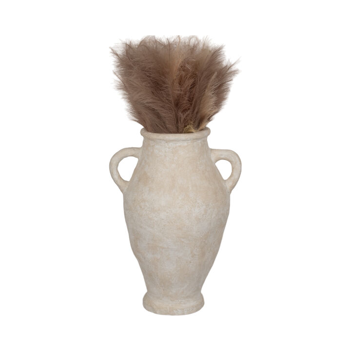 32" Paper Mache Jug With Handles, White