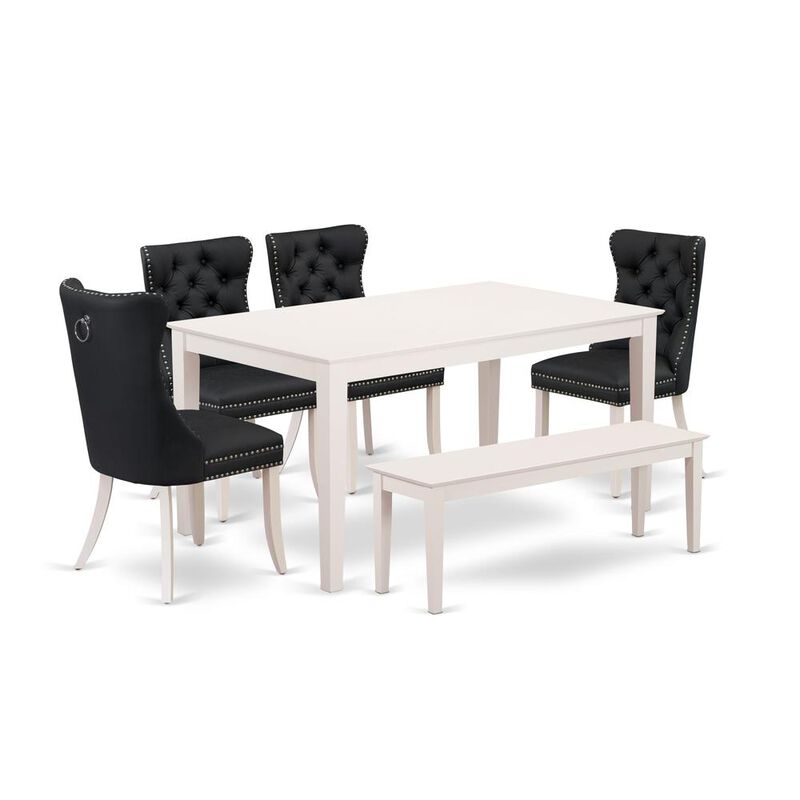 East West Furniture 6 Piece Dining Room Set Contains a Rectangle Modern Dining Table