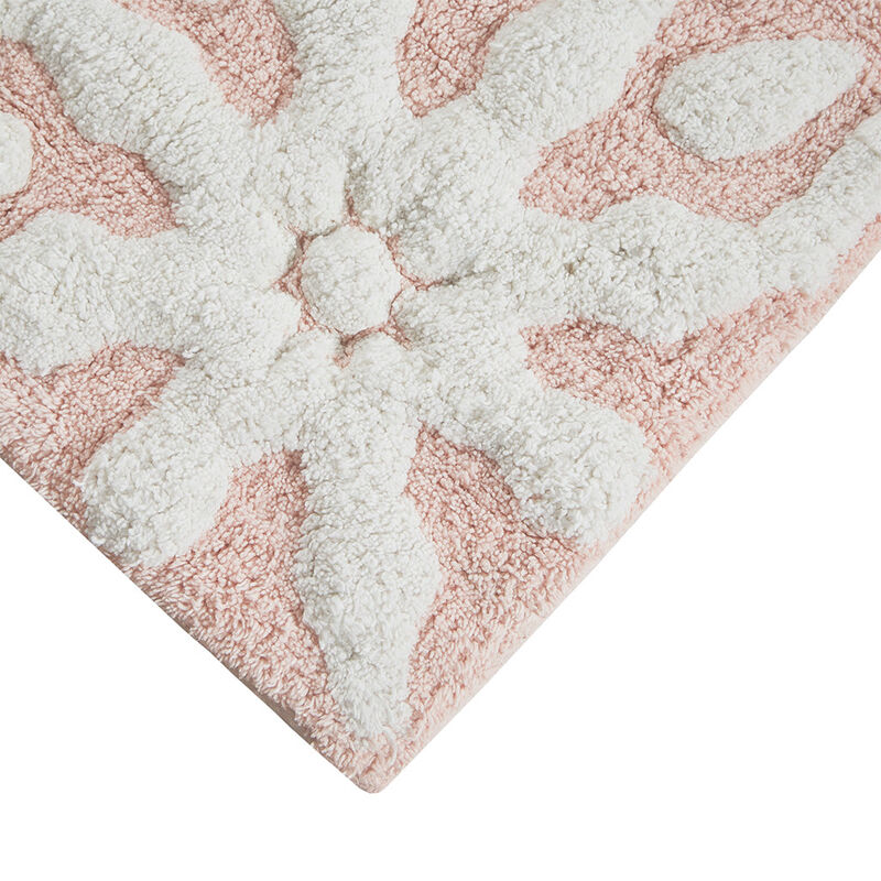 30x20 inch Pink Medallion Cotton Tufted Bath Rug