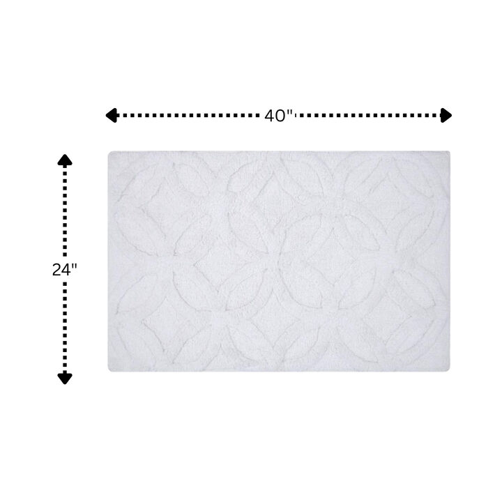 Knightsbridge Arch Bath Rug Cotton Non Skid Back - 24x40", White