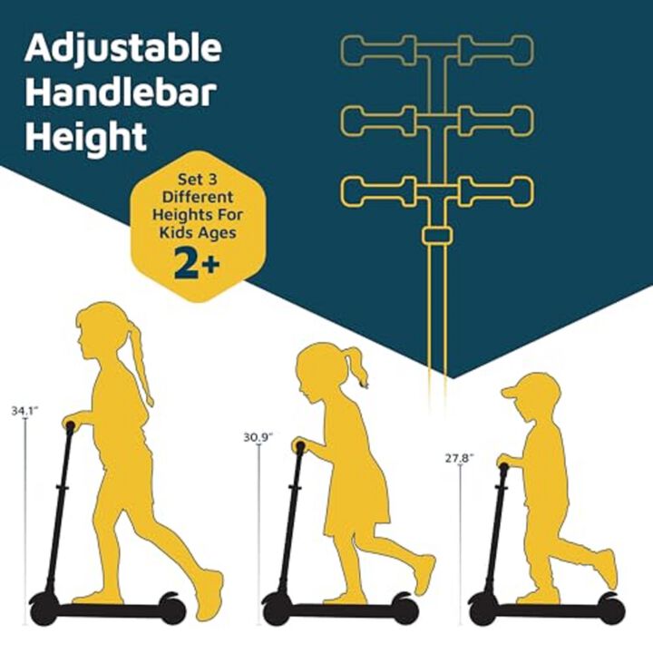 Lifemaster 3-Wheel Kids Scooter with LED Wheels, 4-Level Adjustable Handlebar, Anti-Slip Deck, Safety Certified, Ages 2+, Supports 110 lbs, GrayToy