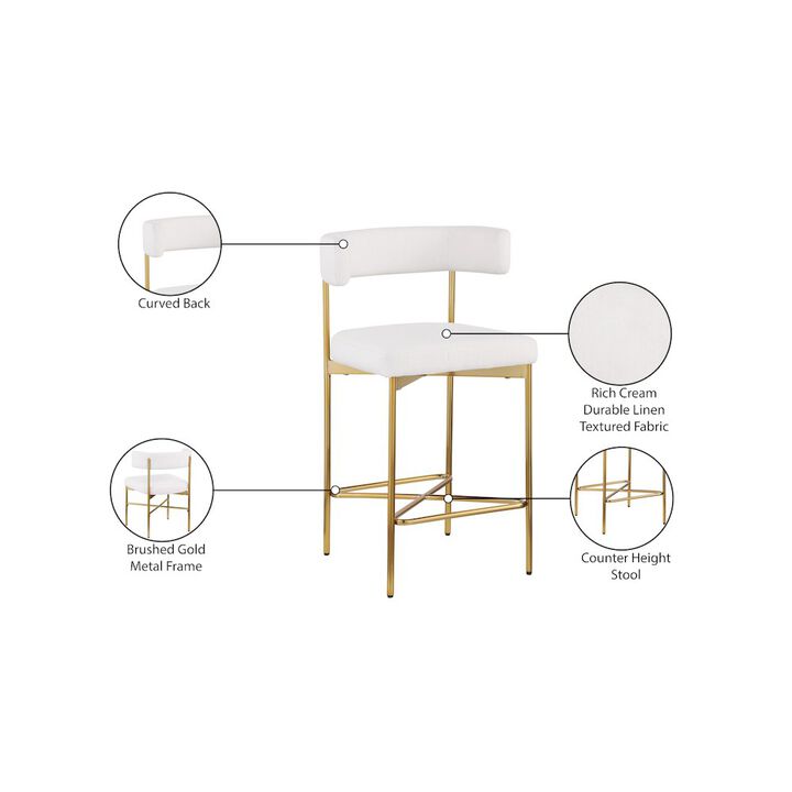 Meridian Furniture Rivage Durable Linen Textured Fabric Stool, Set of 2