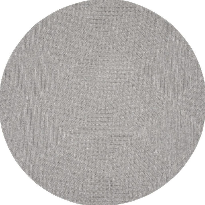 HomeRoots Round Geometric Indoor Outdoor Area Rug