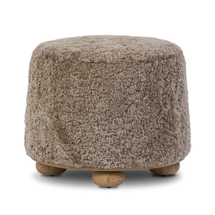 Bilbury Ottoman in Taupe Shearling