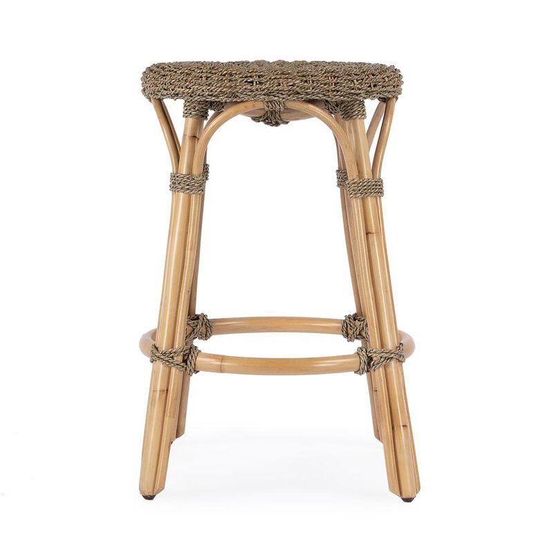 Butler Specialty Tobias Rattan Round 24 Counter Stool, Light Brown