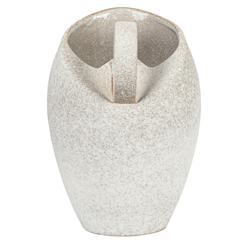 9 Inches 82-Ounce Textured Stoneware Pitcher in Reactive Glaze, White image number 5