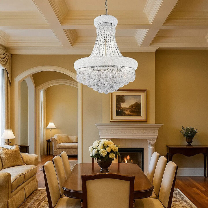 Crystal Ceiling Lamp with Chandelier Design Body, Clear - Benzara
