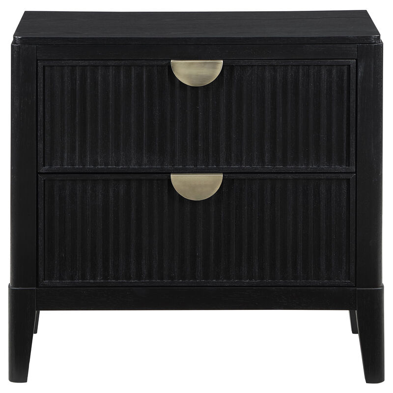 Jack 4pc Queen Bedroom Set, Fluted Black Wood, Dresser and Mirror image number 2