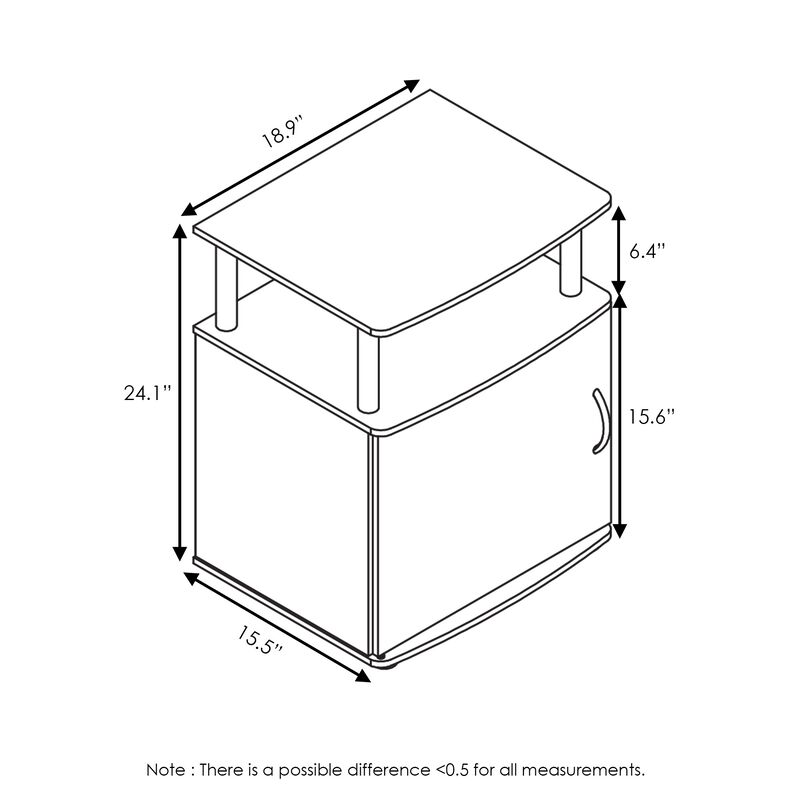 Furinno JAYA End Side Sofa Table/Nightstand with Door, 1-Pack, Columbia Walnut/Black