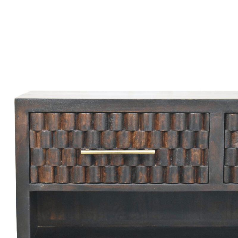 Artisan Furniture Solid Wood Arno Shoe Storage Unit,Black,2-Drawers,1-Shelf