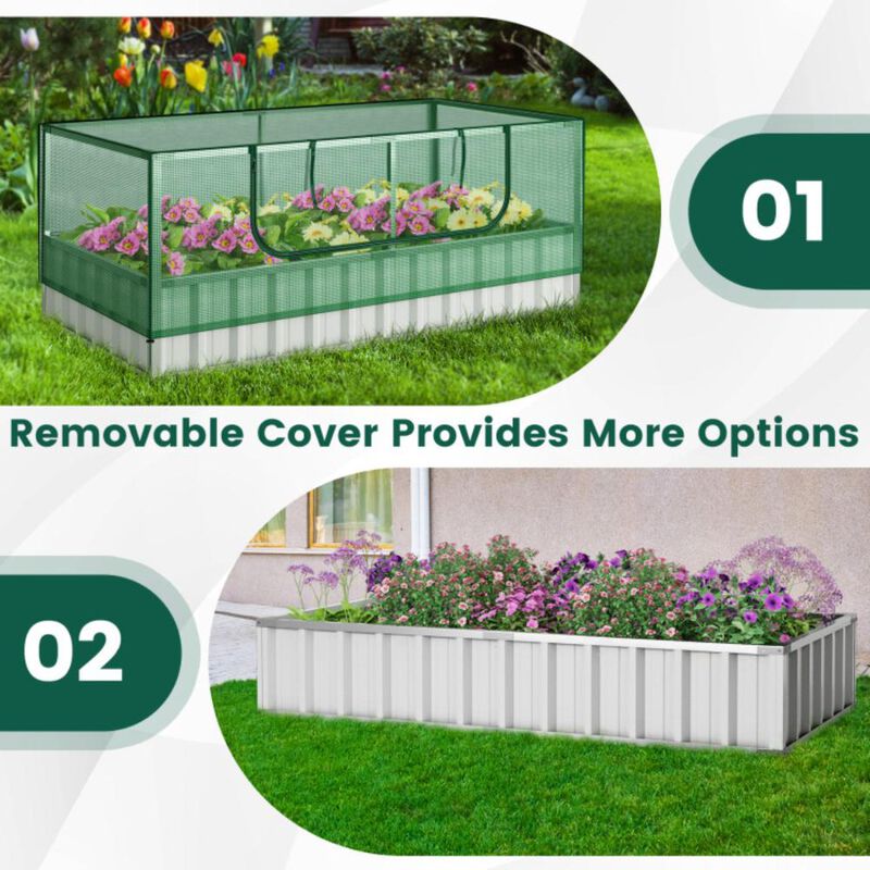 Hivvago Galvanized Raised Garden Bed with Greenhouse Cover
