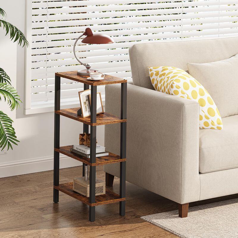 TUTOTAK Small Side Table, Narrow End Table, Skinny Sofa Table, Slim Nightstand, Couch Table, Living Room, Bed Room, Brown TB01BB