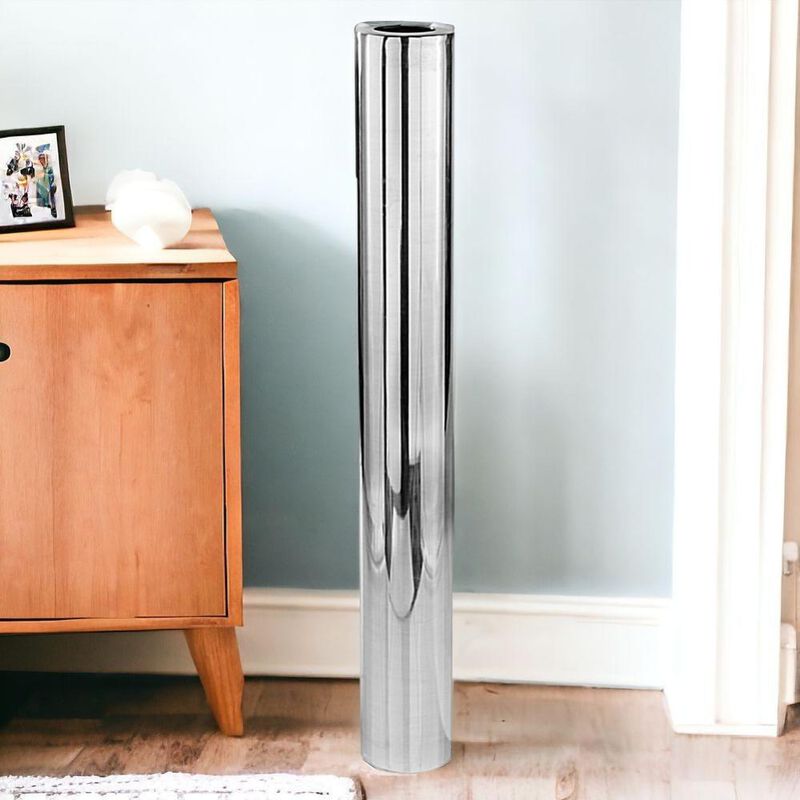 Hivvago 56 Inch Silver Aluminum Cylinder Table Vase