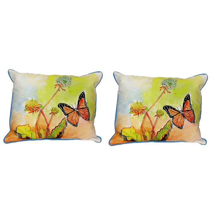 Pair Of Betsy Drake Betsy&rsquo;s Butterfly Large Indoor Outdoor Pillows