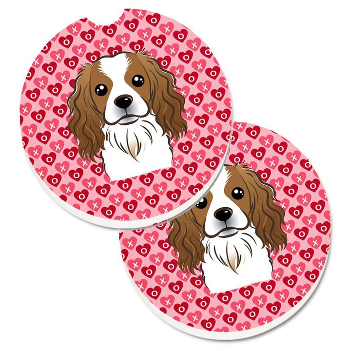Caroline's Treasures Cavalier Spaniel Hearts Set of 2 Cup Holder Car Coasters, 2.56, Multicolor