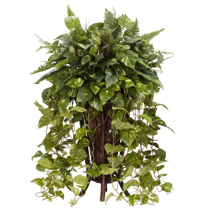 Nearly Natural Vining Mixed Greens w/Decorative Stand