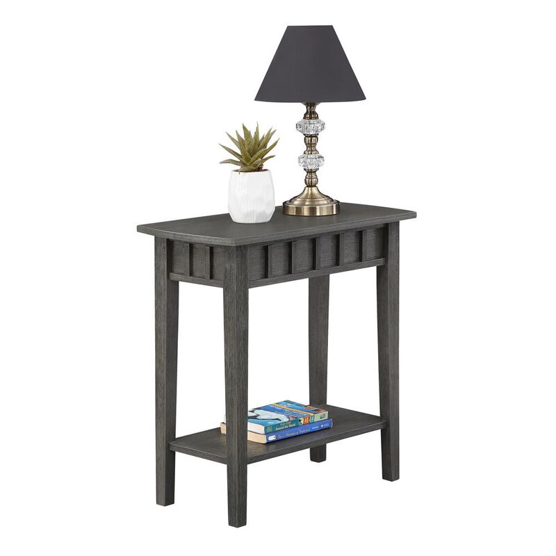 Convenience Concepts Dennis End Table with Shelf, Wirebrush Dark Gray