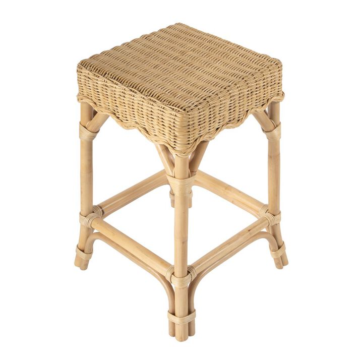 Butler Specialty Flora Rattan Scalloped Counter stool, Light Brown