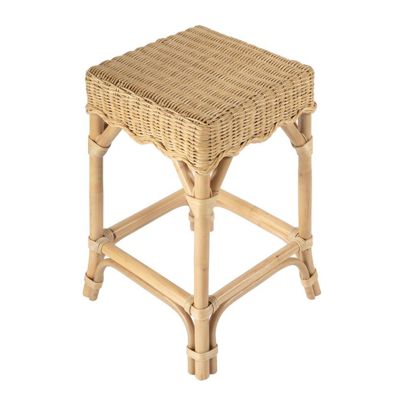 Butler Specialty Flora Rattan Scalloped Counter stool, Light Brown