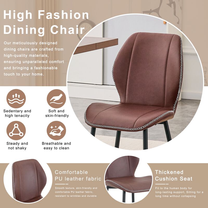 Whisen 4-Pack PU Leather Dining Chairs with Adjustable Feet, Metal Frame, Light Luxury Upholstered Chairs for Dining Room, Office, Study image number 5
