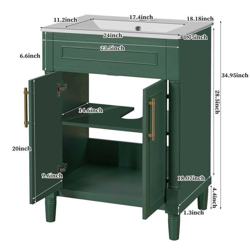 Merax Compact Bathroom Cabinet with Integrated Sink, Spacious Storage, Adjustable Shelf image number 5