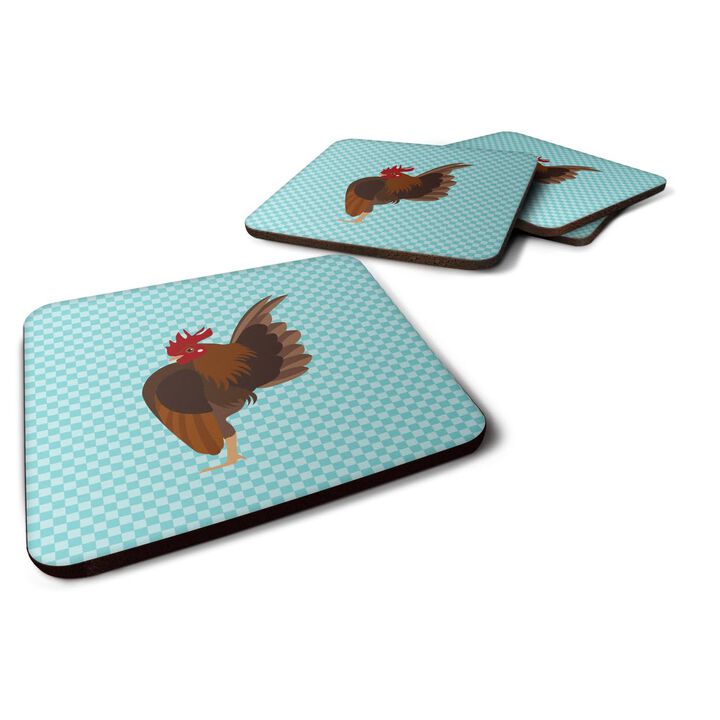 Caroline's Treasures Malaysian Serama Chicken Blue Check Decorative coasters, 3.5, Multicolor
