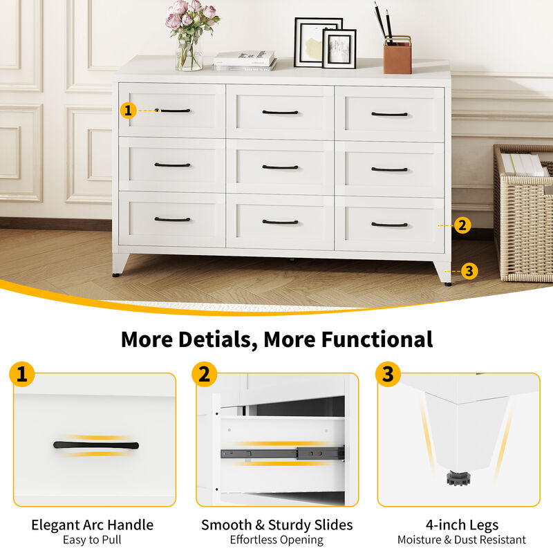 Kankes 9 Drawer Metal Dresser image number 6