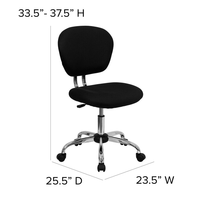 Beverly Mid-Back White Mesh Padded Swivel Task Office Chair with Chrome Base image number 4