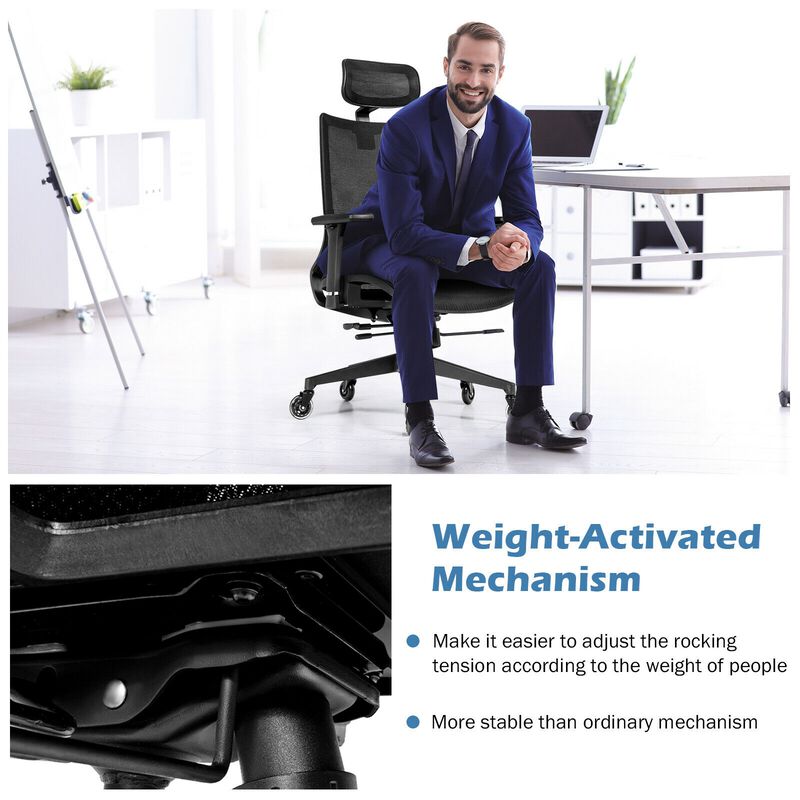 Adjustable Mesh Computer Chair with Sliding Seat and Lumbar SupportBlack