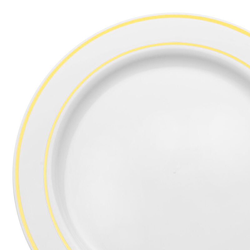 6" White with Gold Edge Rim Plastic Pastry Plates (240 plates) image number 8